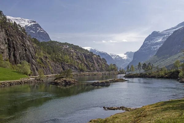 Lovatnet with Jostedalsbreen — Stok fotoğraf