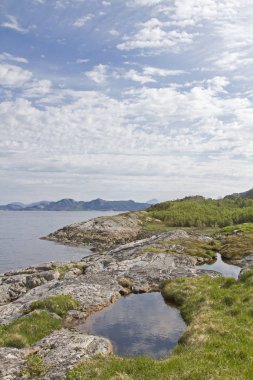 Nordsaltenfjord'daki kayalık sahil