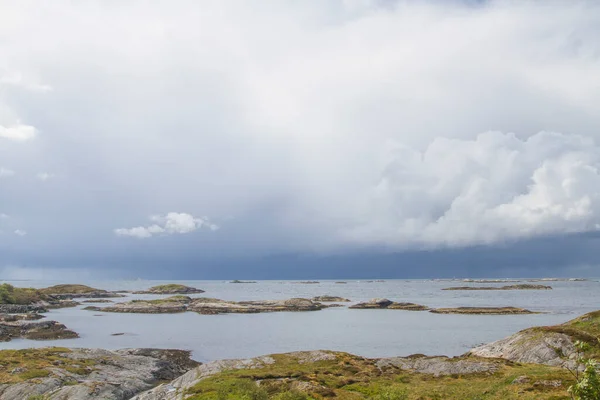 Krajina Atlantické Cestě Která Vede Podél Norského Západního Pobřeží Jedním — Stock fotografie