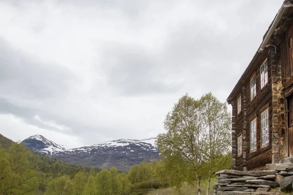 Typical Norwegian Wooden House Hamlet Tungaseter Brostdalen Gateway Reinheimen Mountain — Stock Photo, Image