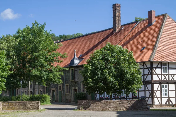 Idylliskt Korsvirkeshus Woeltingerode Kloster Goslar Distriktet Niedersachsen — Stockfoto