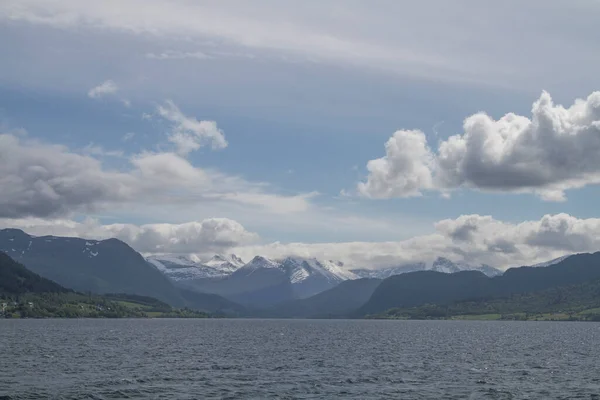 Nézet Látható Amikor Átlépi Langfjorden — Stock Fotó