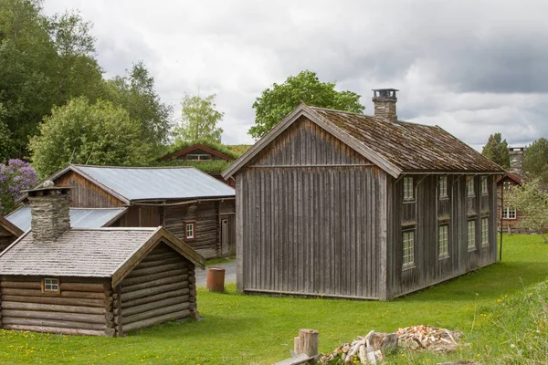 Boerderij Gebouwd Hout Met Agrarische Bijgebouwen Midden Noorwegen — Stockfoto