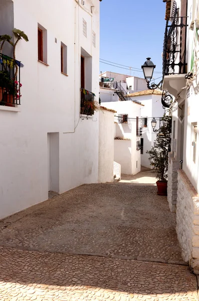 Calle Estrecha Pueblo Blanco Mediterráneo Altea — Foto de Stock