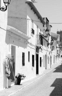 dar sokak Altea, İspanya beyaz Akdeniz köyü
