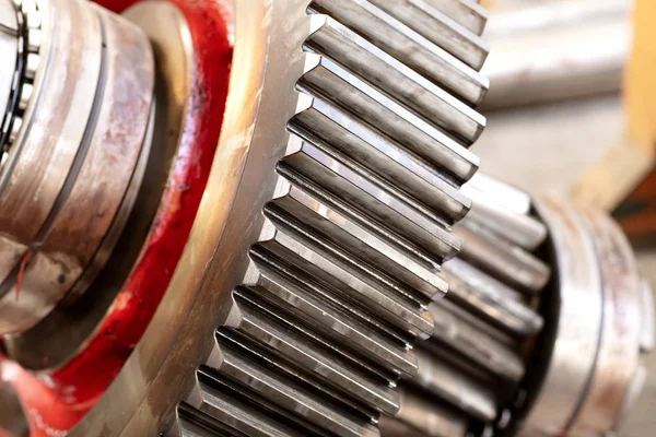 Cogwheel Helical Gear Gearbox Detail Teeth Bearings — Stock Photo, Image