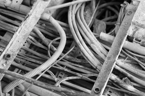 Electric Cable Duct Open Showing Different Thickness Dirty Appearance Industrial — Stock Photo, Image