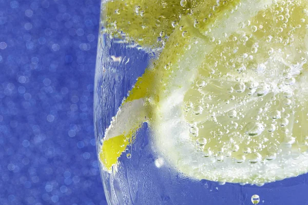 Soda on shiny blue macro — Stock Photo, Image