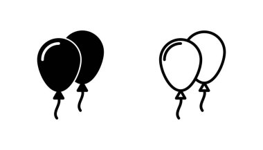 Balon simgesi ayarlandı. Parti balonu süsleme doğum günü vektörü. Balon siyah siluet simgesi