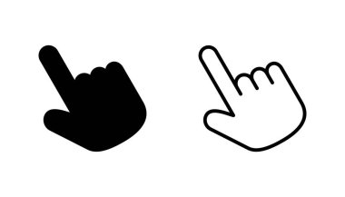 El imleç simgesi seti. Simge vektörüne tıklayın. El şıklaması. işaretleyici