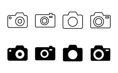 Kamera simgesi ayarlandı. Fotoğraf makinesi simgesi. kamera fotoğrafçılık simgesi.