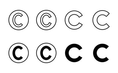 Telif hakkı simgesi seti. telif hakkı sembolleri