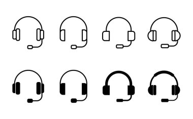 Kulaklık ikonu ayarlandı. Headvector simgesi simgeleri