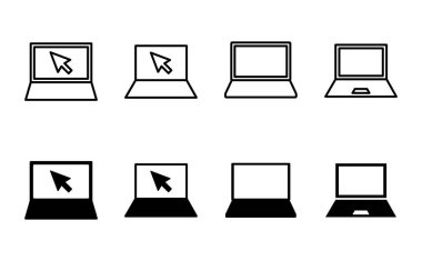 Dizüstü bilgisayar simgesi ayarlandı. bilgisayar simgesi vektörü