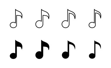 Müzik ikonu seti. Müzik simgesi vektörünü not et. ton simgesi