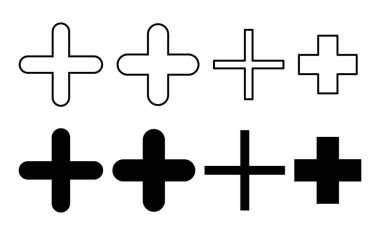 Artı simge seti. Artı simge ekle