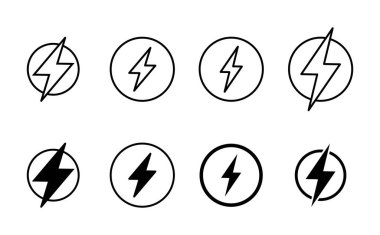 Güç simgesi ayarlandı. Güç Düğmesi Simgesi. Elektrik gücü.