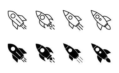 Roket ikonu hazır. Başlangıç simgesi vektörü. 