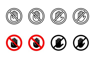 Simge setini durdur. Dur tabelası. el durdurma simgesi vektörü