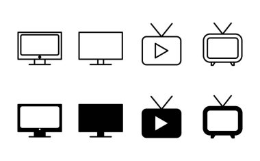 Televizyon ikonu ayarlandı. televizyon simgesi vektörü