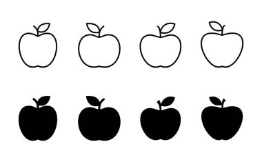 Elma simgesi seti. Elma vektör simgesi. Web tasarımınız için elma sembolleri.