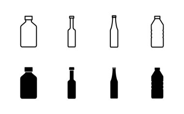 Şişe simgesi seti. şişe vektör simgesi