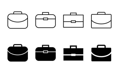 Evrak çantası simgesi seti. Bavul simgesi. bagaj sembolü.
