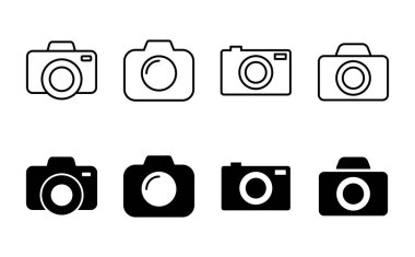 Kamera simgesi ayarlandı. Fotoğraf makinesi simgesi. kamera fotoğrafçılık simgesi.