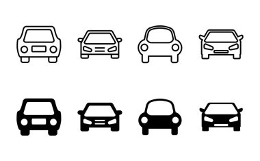 Araba ikonu ayarlandı. Araba vektör simgesi. küçük sedan