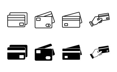 Kredi kartı simgesi seti. Kredi kartı ödeme simgesi vektörü