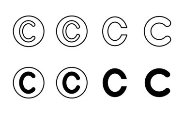 Telif hakkı simgesi seti. telif hakkı sembolleri