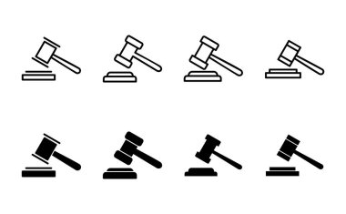 Gavel simgesi hazır. Yargıç Tokmak ikon vektörü. Kanun simgesi vektörü. Açık arttırma çekici