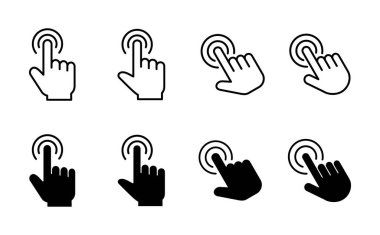 El tıklama simgesi seti. işaret simgesi vektörü. el imleç simgesi vektörü
