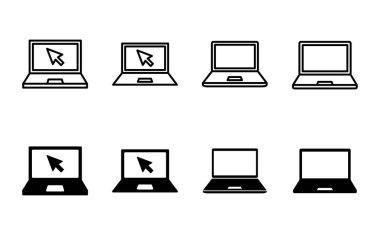 Dizüstü bilgisayar simgesi ayarlandı. bilgisayar simgesi vektörü