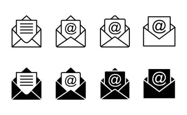 Posta simgesi seti. e- posta simgesi vektörü. E- posta simgesi. Zarf illüstrasyonu