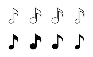Müzik ikonu seti. Müzik simgesi vektörünü not et. ton simgesi