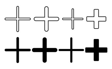 Artı simge seti. Artı simge ekle