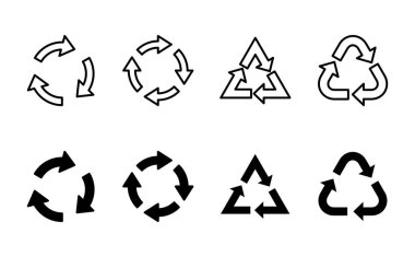 Geri dönüşüm simgesi seti. Vektör simgesi geri dönüşümü.