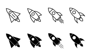 Roket ikonu hazır. Başlangıç simgesi vektörü. 