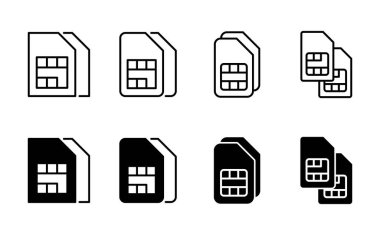 Sim kart simgesi seti. çift sim kart simgesi vektörü