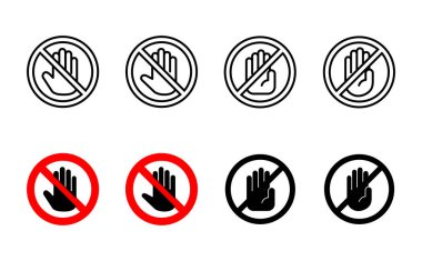 Simge setini durdur. Dur tabelası. el durdurma simgesi vektörü