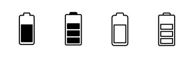 Batarya simgesi ayarlandı. Şarj seviyesi. pil yükleme simgesi