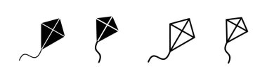 Kite simgesi seti. Uçurtma vektör simgesi.