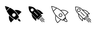 Roket ikonu hazır. Başlangıç simgesi vektörü. 