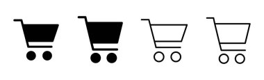 Alışveriş ikonu seti. Alışveriş arabası ikonu. Trolley simge vektörü