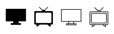Televizyon ikonu ayarlandı. televizyon simgesi vektörü