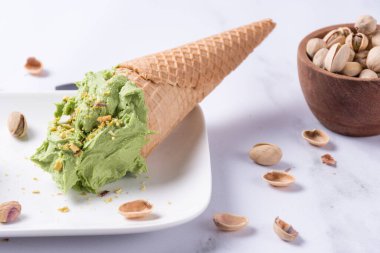 Fıstıklı dondurma külahının ayrıntıları..