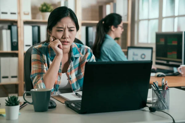 Designer staring at notebook consider new project — Stock Photo, Image