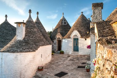 Alberobello, İtalya Trulli evlerin görünümü