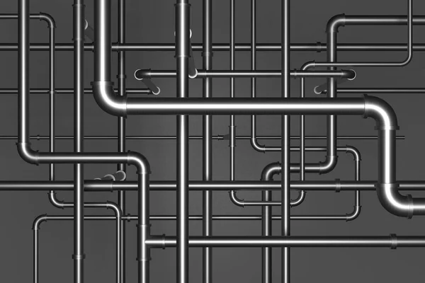 검은 배경 삽화에 나오는 배관 파이프 3d — 스톡 사진